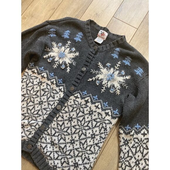 Nutcracker Snowflake Knit Grandma Cardigan Christmas Winter Sweater Size Small - Picture 1 of 11